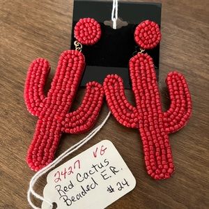 Boutique Red Cactus Earrings